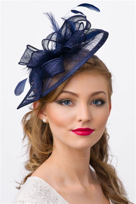 navy hair fascinators for weddings.